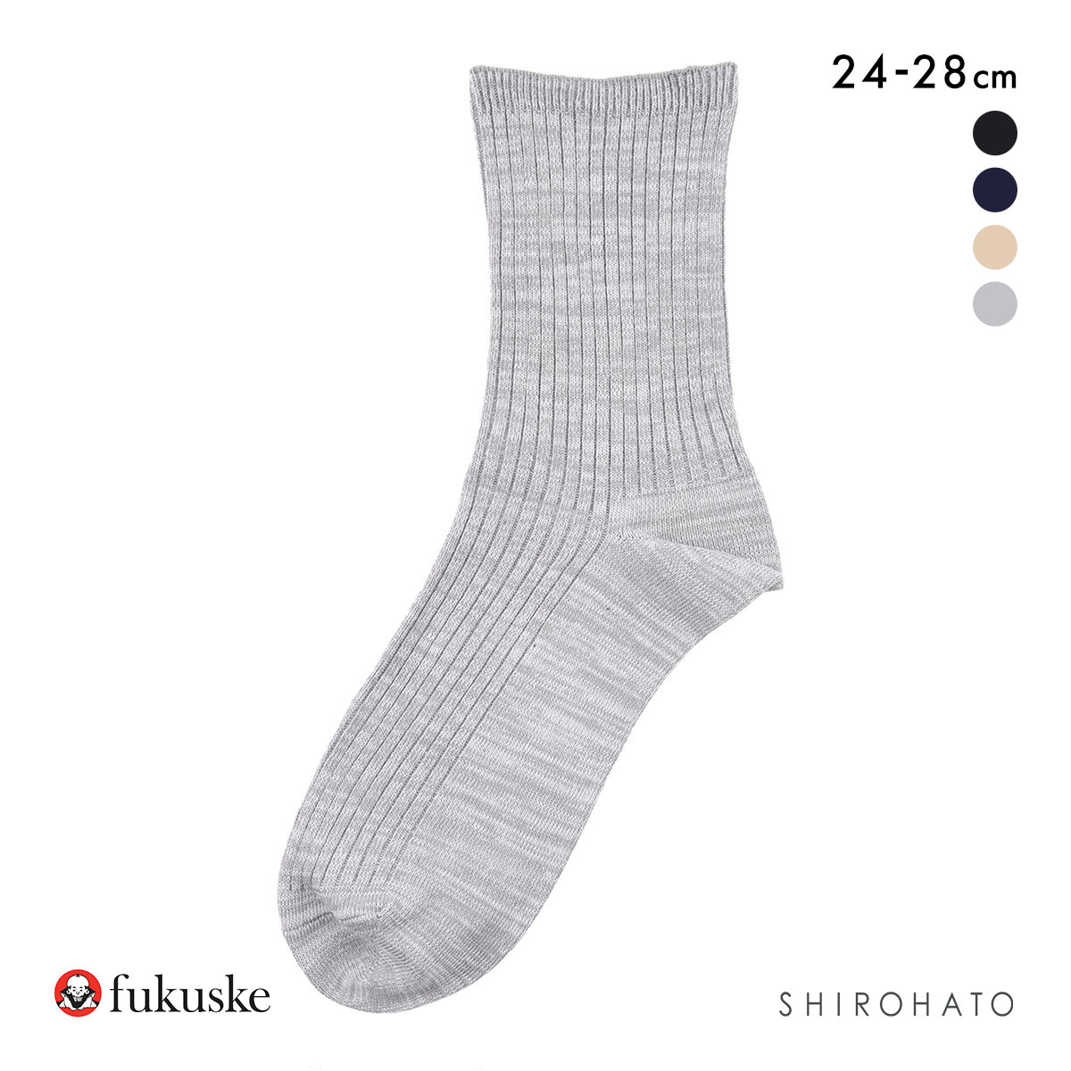 福助 ふくらし くちゴムなし クルー丈 ソックス メンズ 靴下 抗菌防臭 fukuske 24-26cm 26-28cm(GY-グレー-24-26cm)