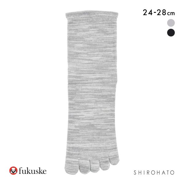 福助 ふくらし くちゴムなし 5本指 クルー丈 ソックス メンズ 靴下 抗菌防臭 fukuske 24-26cm 26-28cm