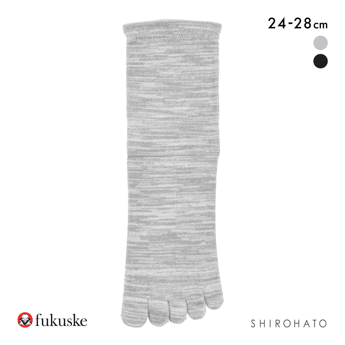 福助 ふくらし くちゴムなし 5本指 クルー丈 ソックス メンズ 靴下 抗菌防臭 fukuske 24-26cm 26-28cm(GY-グレー-24-26cm)