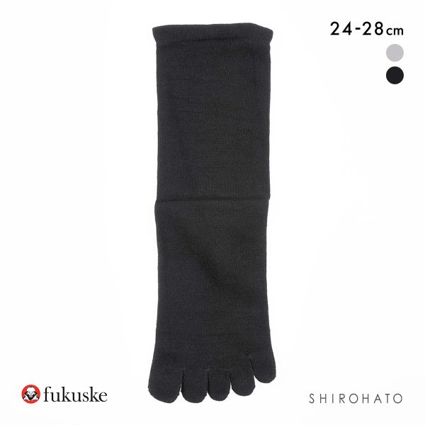 福助 ふくらし くちゴムなし 5本指 クルー丈 ソックス メンズ 靴下 抗菌防臭 fukuske 24-26cm 26-28cm