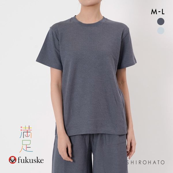 福助 出雲ソフト やわらか熟成綿 ガーゼ クルーネック Tシャツ レディース ルームウェア 綿100％ fukuske IZUMO SOFT 満足