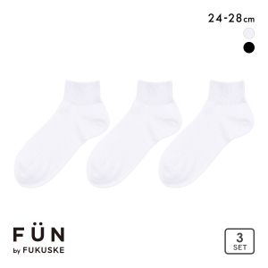 福助 FUN by FUKUSKE 左右裏表のないソックス ショート丈 ソックス 3足セット メンズ 靴下 fukuske 24-26cm 26-28cm