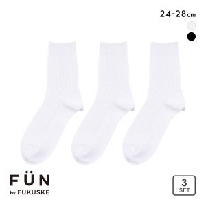 福助 FUN by FUKUSKE 左右裏表のないソックス リブ クルー丈 ソックス 3足セット メンズ 靴下 fukuske 24-26cm 26-28cm