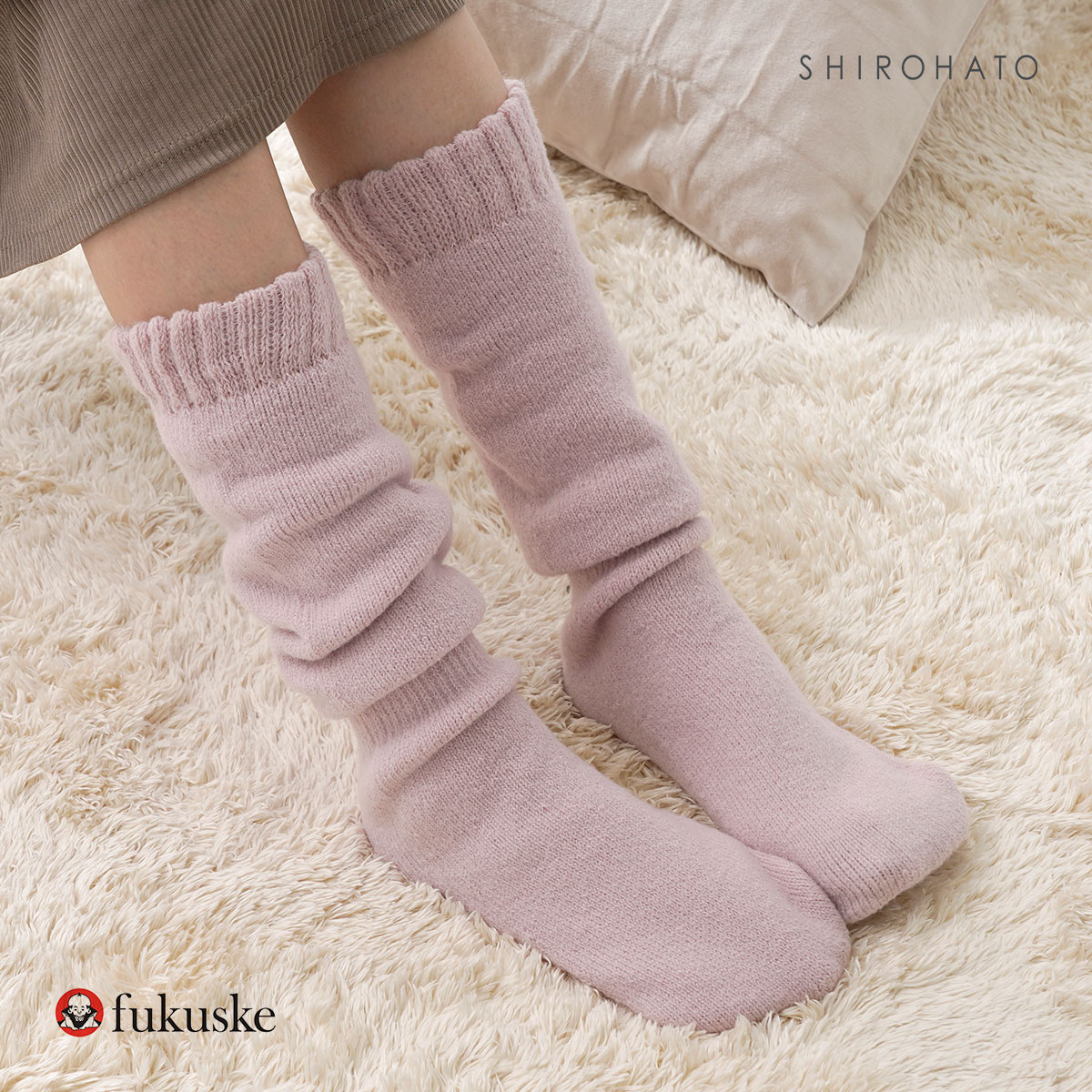 福助 fukuske 満足 美温活 おふとん心地 総パイル ソックス レディース(PI-ピンク-22-24cm)