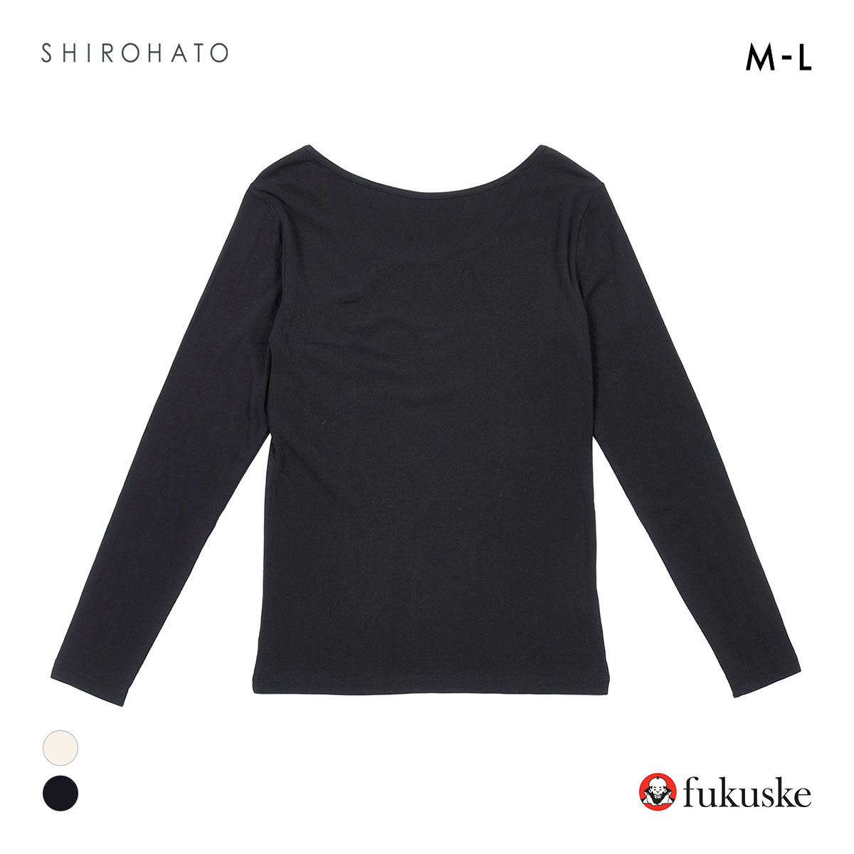 福助 ステキシアー バレエネック 2WAY 長袖シャツ レディース インナー fukuske(BK-ブラック-M)