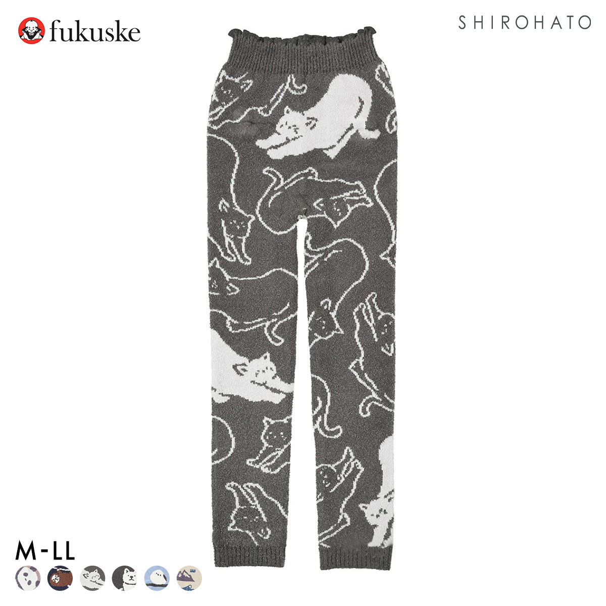 福助 ふんわりあったか モコパン レディース レギンス ロングパンツ ルームウェア fukuske(CGY-チャコール-M-LL)