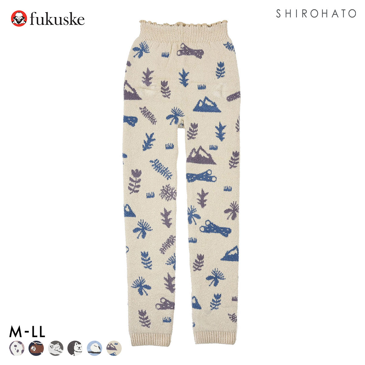 福助 ふんわりあったか モコパン レディース レギンス ロングパンツ ルームウェア fukuske(BE-ベージュ-M-LL)