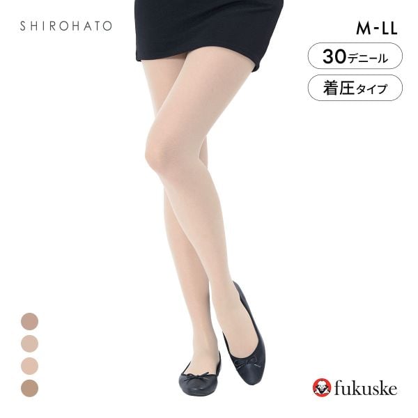 福助 血色感タイツ 30デニール シアータイプ レディース 着圧 CICA加工 fukuske