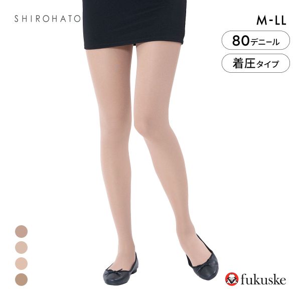 福助 血色感タイツ 80デニール マットタイプ レディース 着圧 CICA加工 fukuske