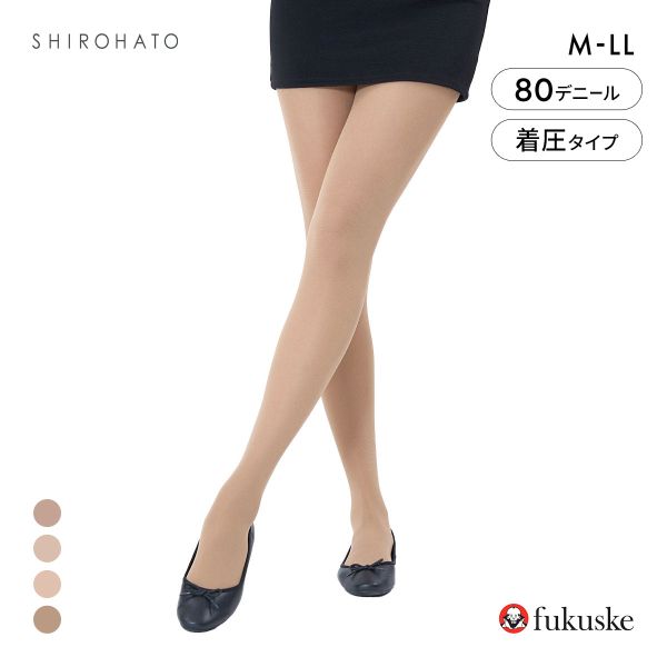 福助 血色感タイツ 80デニール マットタイプ レディース 着圧 CICA加工 fukuske