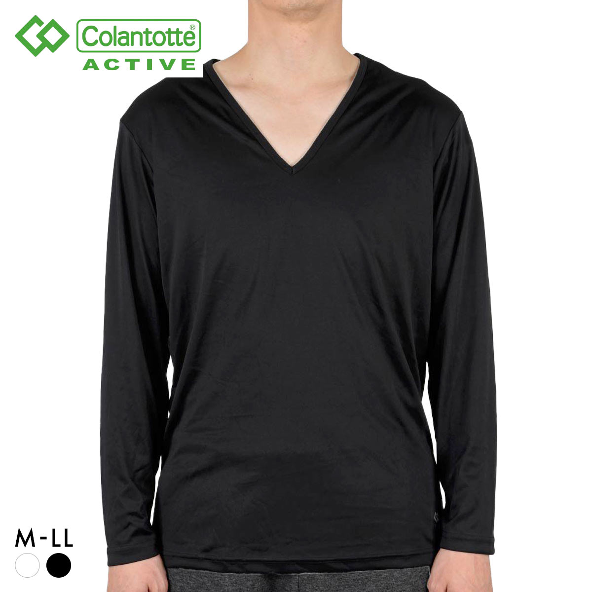 コラントッテ アクティブ Vネック 長袖シャツ メンズ テラックス 血行促進 リラックス Colantotte Active(BK-ブラック-M)