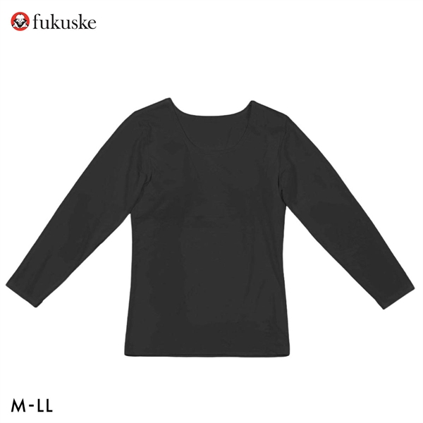 福助 綿混ストレッチ天竺 パッド付 八分袖Tシャツ 遠赤外線素材使用 Fukuske