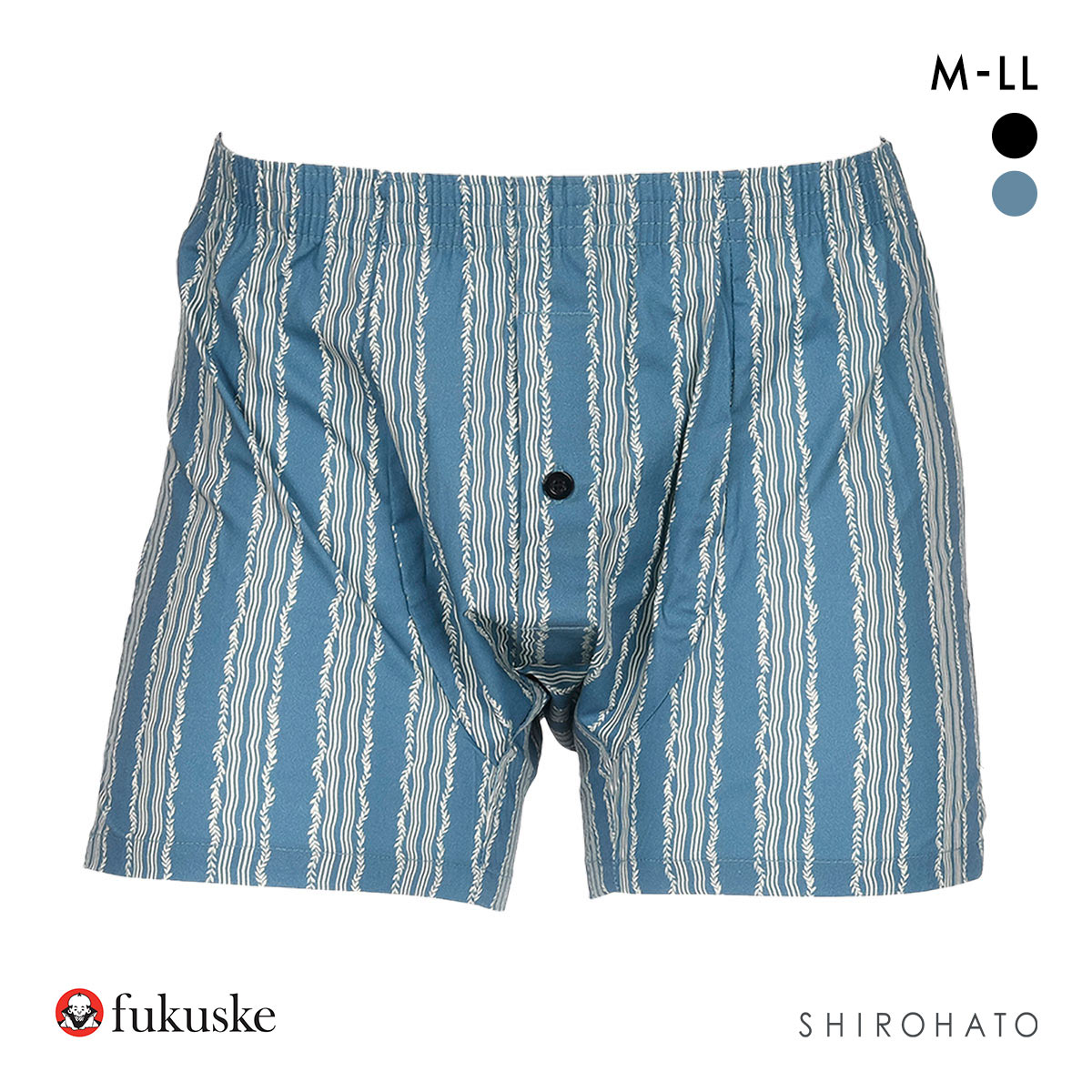福助 SHITATEYA PANTS ボクサーシルエット ストレッチ トランクス プリントタイプ メンズ 前あき fukuske(BU-ブルー-M)