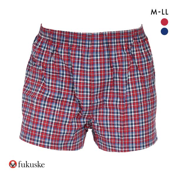 福助 SHITATEYA PANTS ストレッチ トランクス メンズ チェックプリント 前あき fukuske