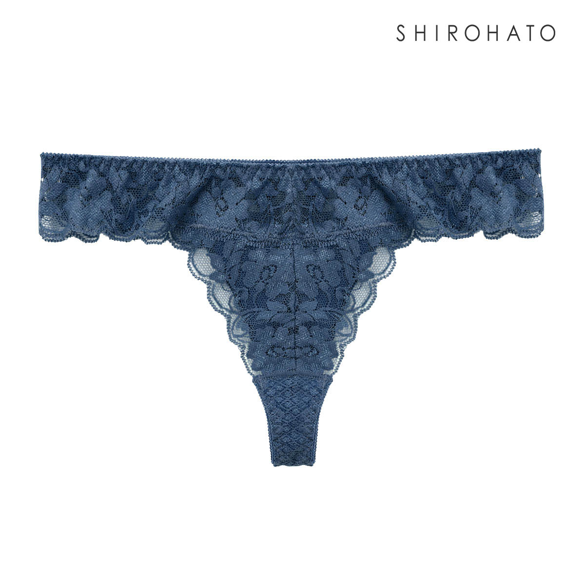 Tバックショーツ タンガ ソング 総レース ひびきにくい なめらか 柔らか ストレッチ プチプラ 単品 ジョリーエマ Jolie Emma(NV-ネイビー-M)