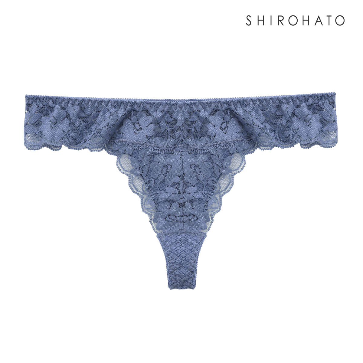 Tバックショーツ タンガ ソング 総レース ひびきにくい なめらか 柔らか ストレッチ プチプラ 単品 ジョリーエマ Jolie Emma(BGY-ブルーグレー-M)