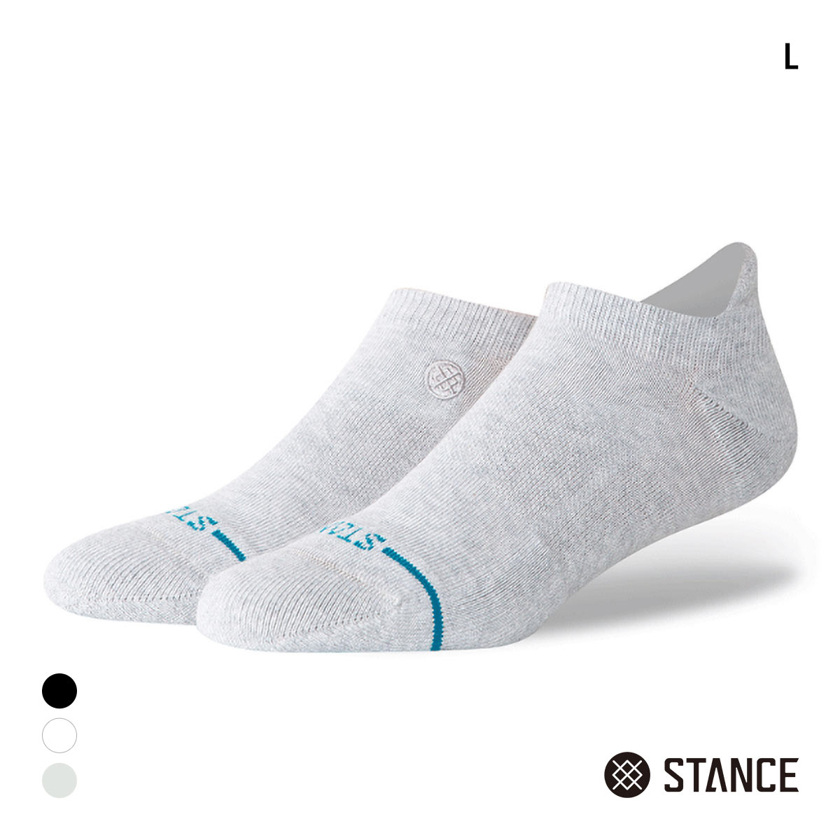 スタンス ICON LOW TAB スニーカー丈 ソックス メンズ STANCE 靴下(LGY-薄グレー-L)