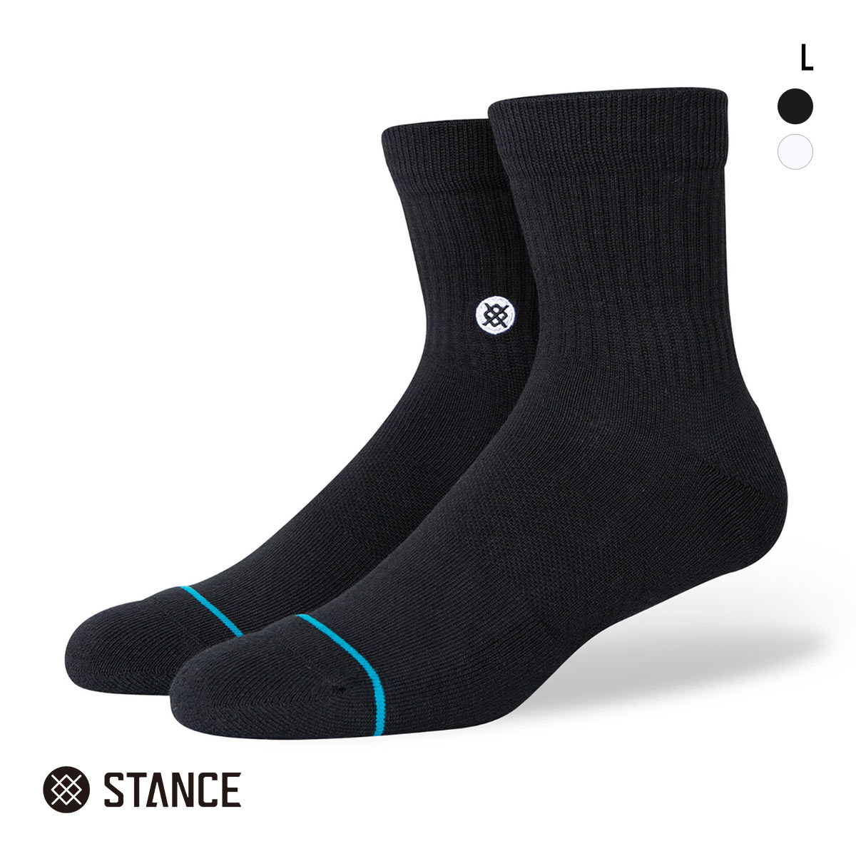 スタンス ICON QUARTER クォーター丈 ソックス メンズ STANCE 靴下(BK-ブラック-L)