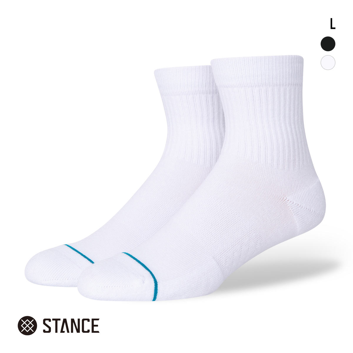 スタンス ICON QUARTER クォーター丈 ソックス メンズ STANCE 靴下(WH-ホワイト-L)