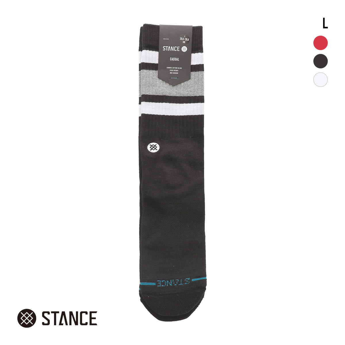 スタンス BOYD ST クルー丈 ソックス メンズ STANCE 靴下(BK-ブラック-L)