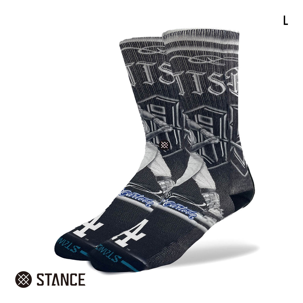 スタンス BETTS CARTOON CREW クルー丈 ソックス メンズ STANCE 黒 靴下(BK-ブラック-L)