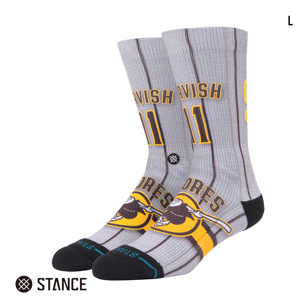 スタンス JERSEY YU DARVISH クルー丈 ソックス メンズ STANCE 靴下