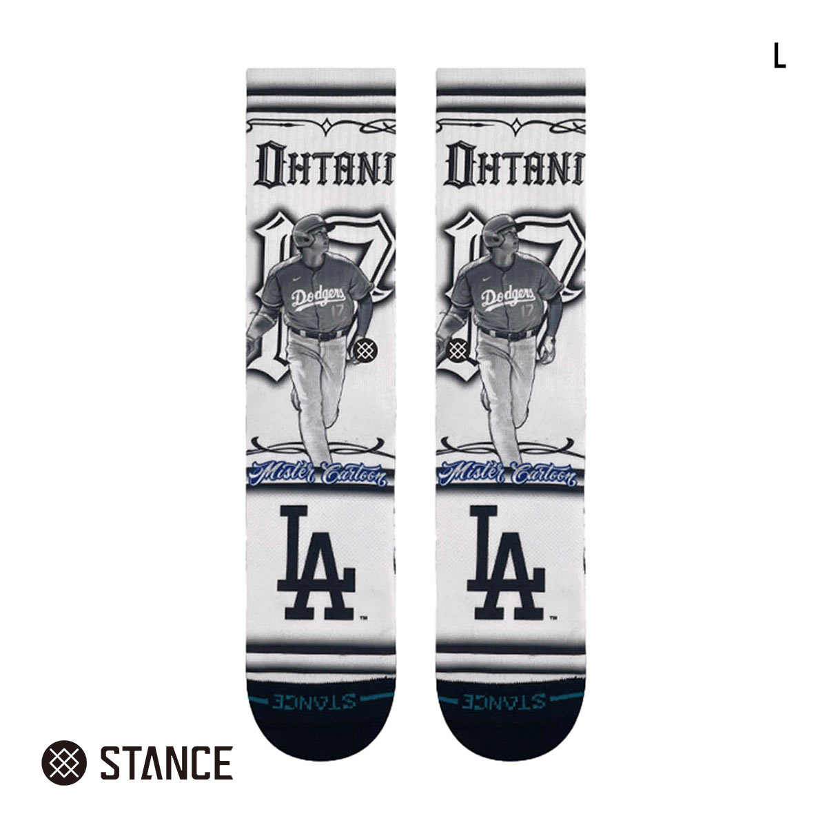 スタンス SHOHEI CARTOON CREW クルー丈 ソックス メンズ STANCE 白 靴下(WH-ホワイト-L)