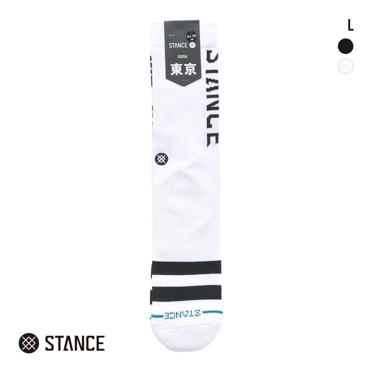 スタンス OG TOKYO CREW クルー丈 ソックス メンズ STANCE 靴下(WH-ホワイト-L)