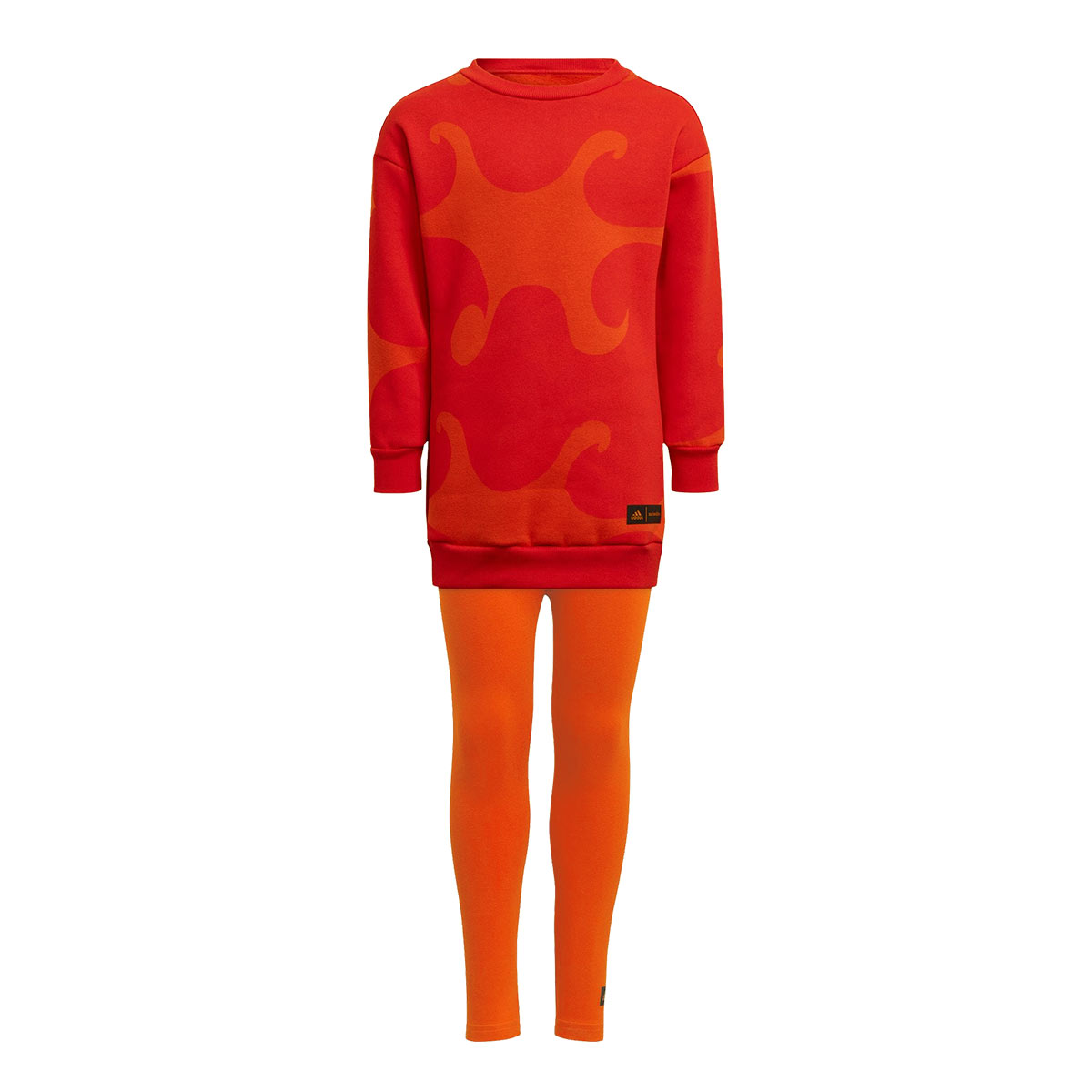 アディダス adidas マリメッコ MARIMEKKO セットアップ コラボ キッズ ジュニア ルームウェア(OR-オレンジ-100)