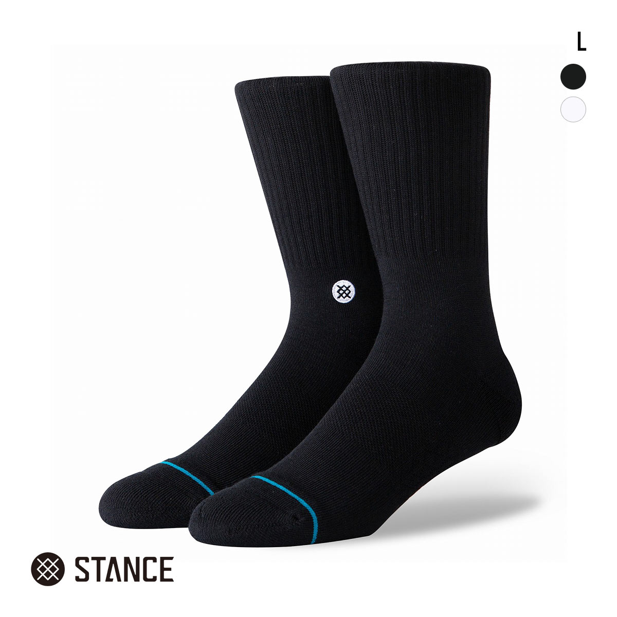 スタンス ICON クルー丈 ソックス メンズ STANCE 靴下(BK-ブラック-L)