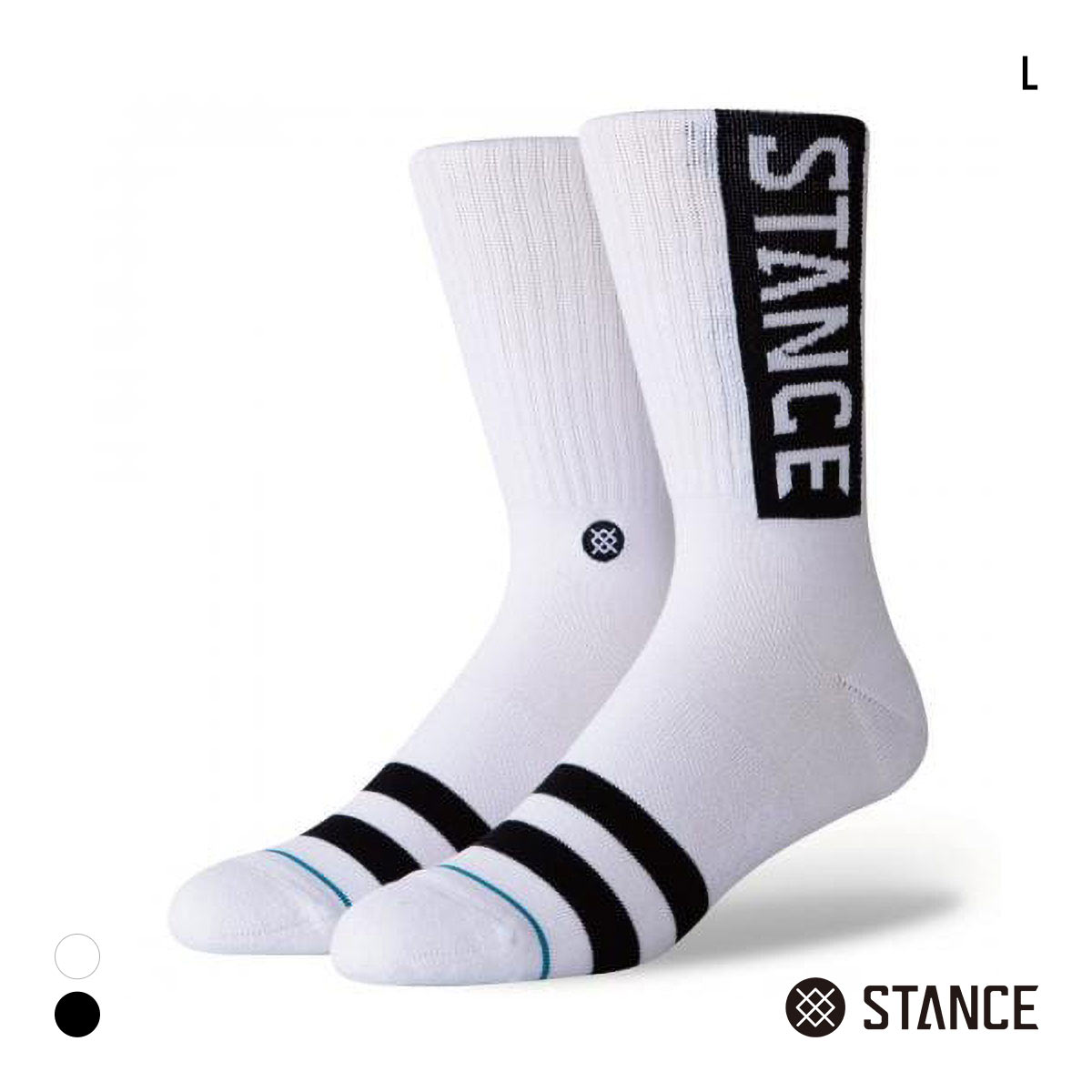 スタンス OG クルー丈 ソックス メンズ STANCE 靴下(WH-ホワイト-L)