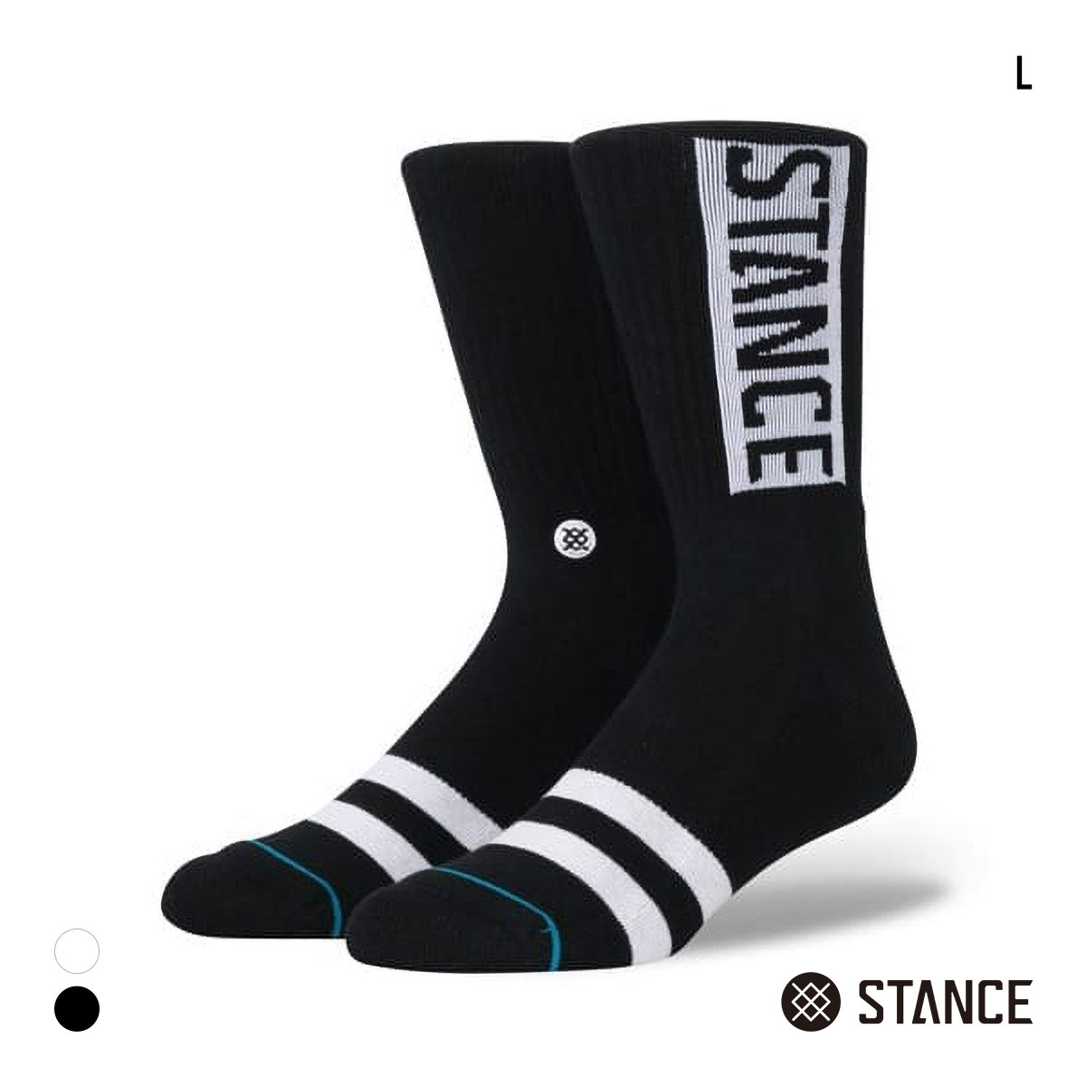 スタンス OG クルー丈 ソックス メンズ STANCE 靴下(BK-ブラック-L)