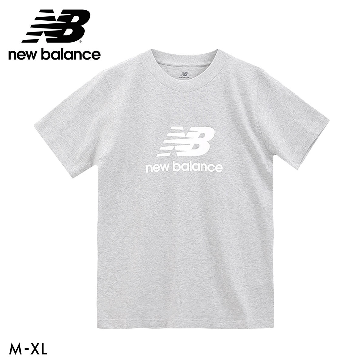 ニューバランス Stacked Logo ショートスリーブ Tシャツ メンズ 半袖 綿100％ NewBalance NB(HGY-杢グレー-M)