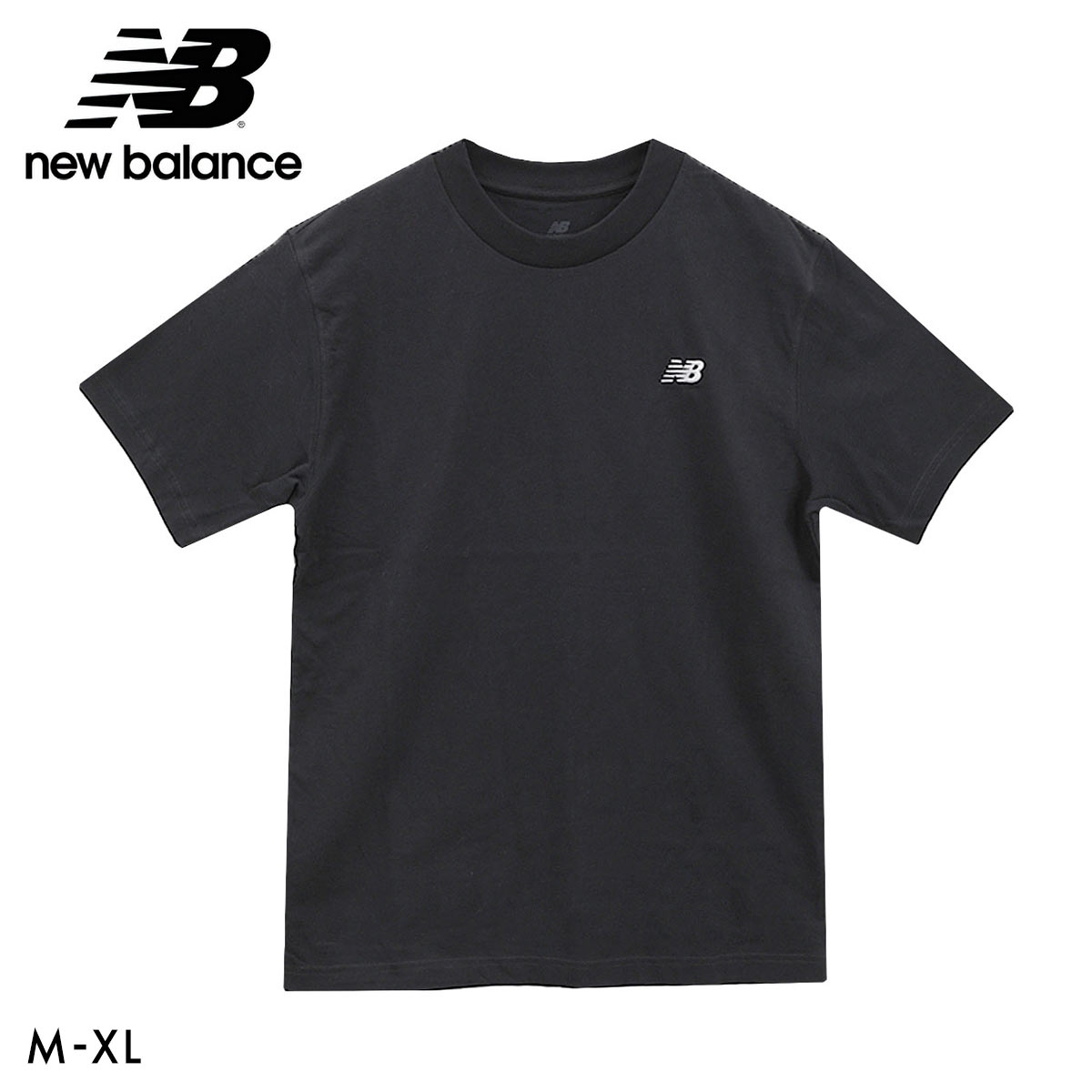ニューバランス Sport Essentials ショートスリーブ Tシャツ メンズ 半袖 綿100％ NewBalance NB(BK-ブラック-M)