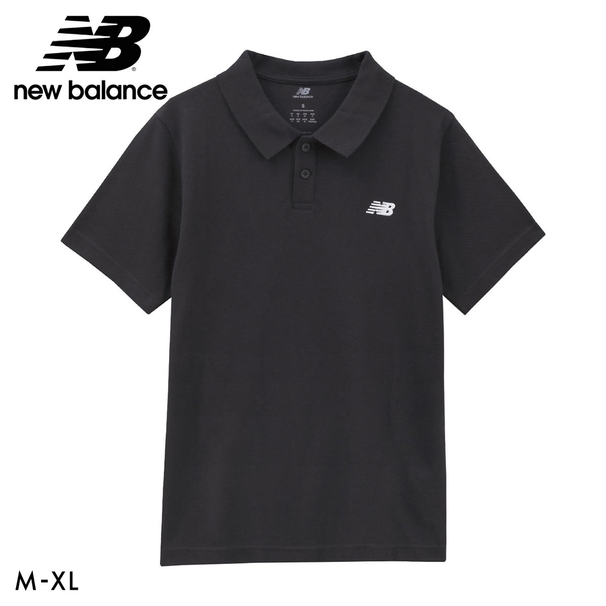ニューバランス ピケポロシャツ メンズ 半袖 NewBalance NB(BK-ブラック-M)
