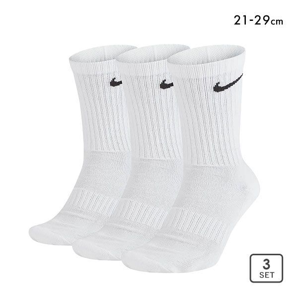 ナイキ NIKE エブリデイ クッション クルー丈 ソックス 3足組 靴下 レディース メンズ SX7664 21-23cm 23-25cm 25-27cm 27-29cm