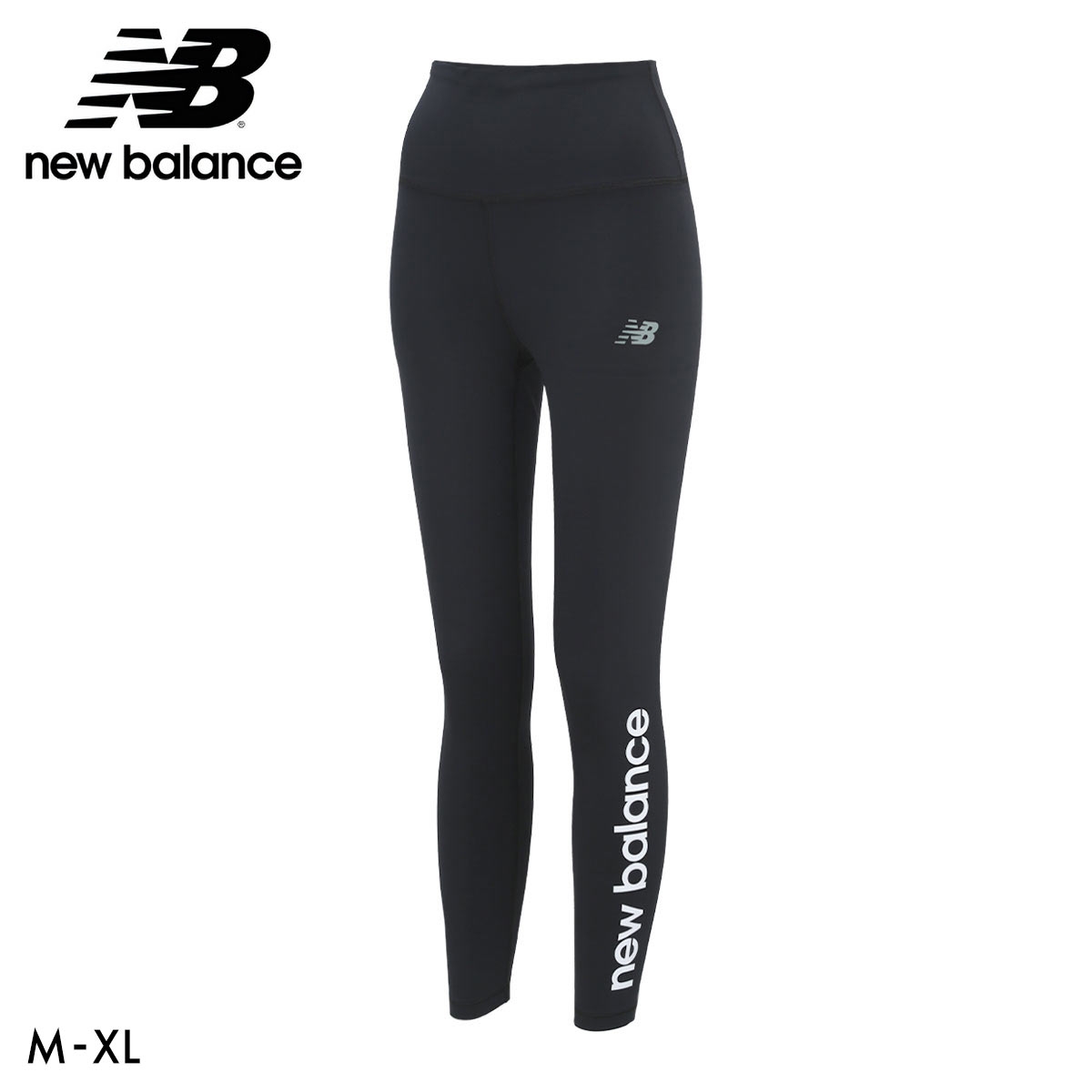 ニューバランス グラフィック レギンス 25インチ レディース ウィメンズ スポーツ ヨガ ピラティス new balance(BK-ブラック-M)