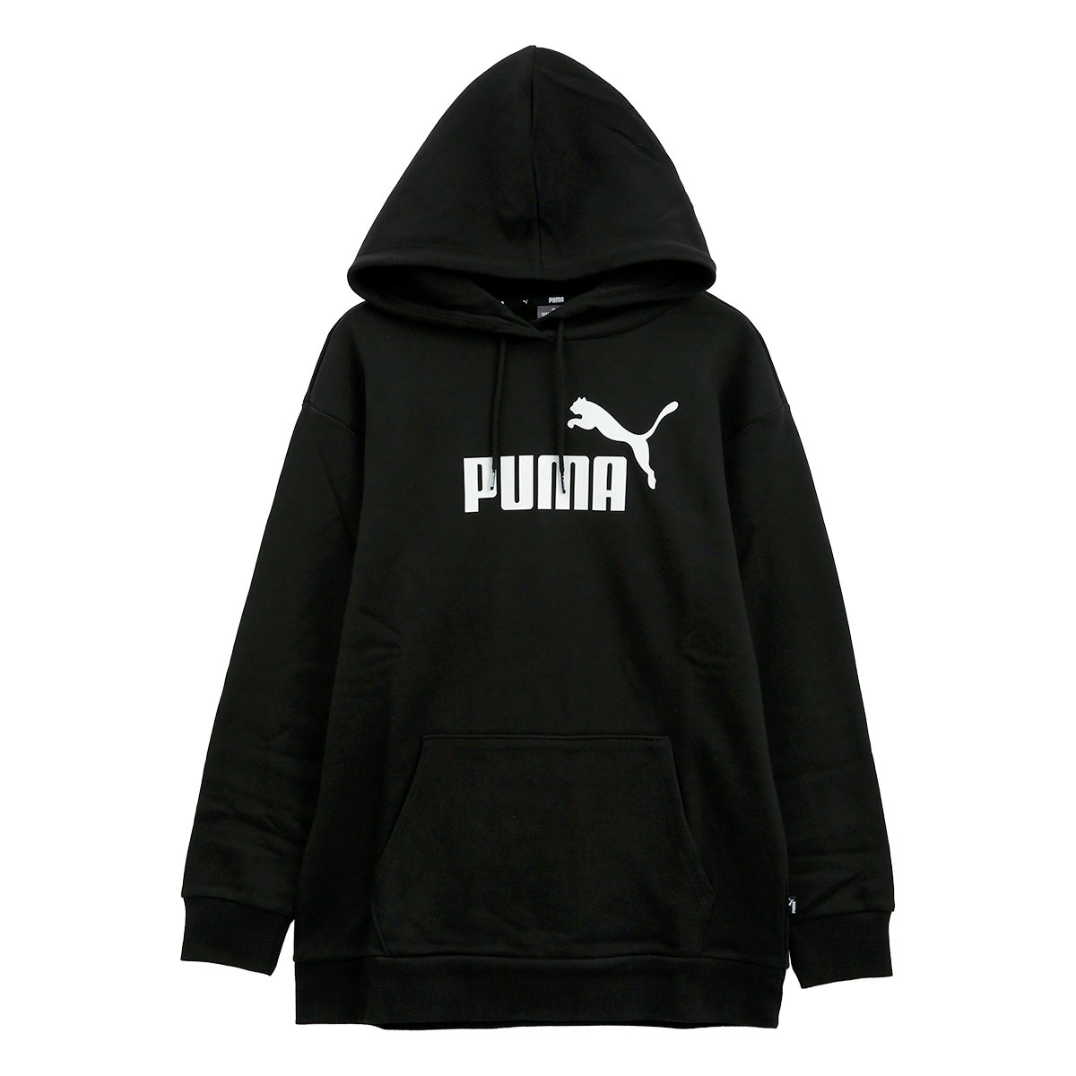 プーマ PUMA ESS エロンゲーテッド ロゴ フーディ スウェット レディース パーカー リラックスフィット(BK-ブラック-S)