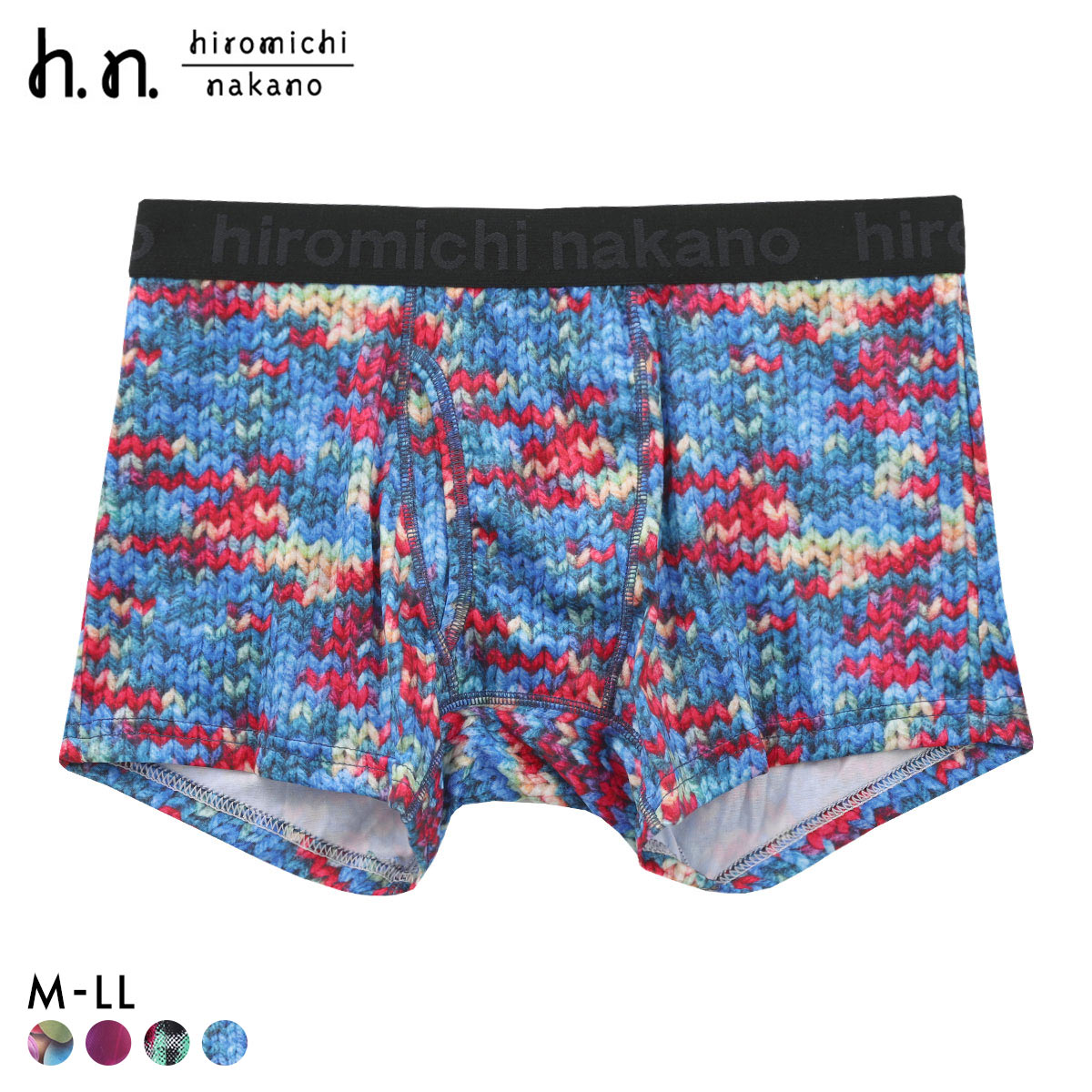 ヒロミチナカノ hiromichinakano 転写プリント ボクサーパンツ メンズ 前あき M L LL(BU-ブルー-M)