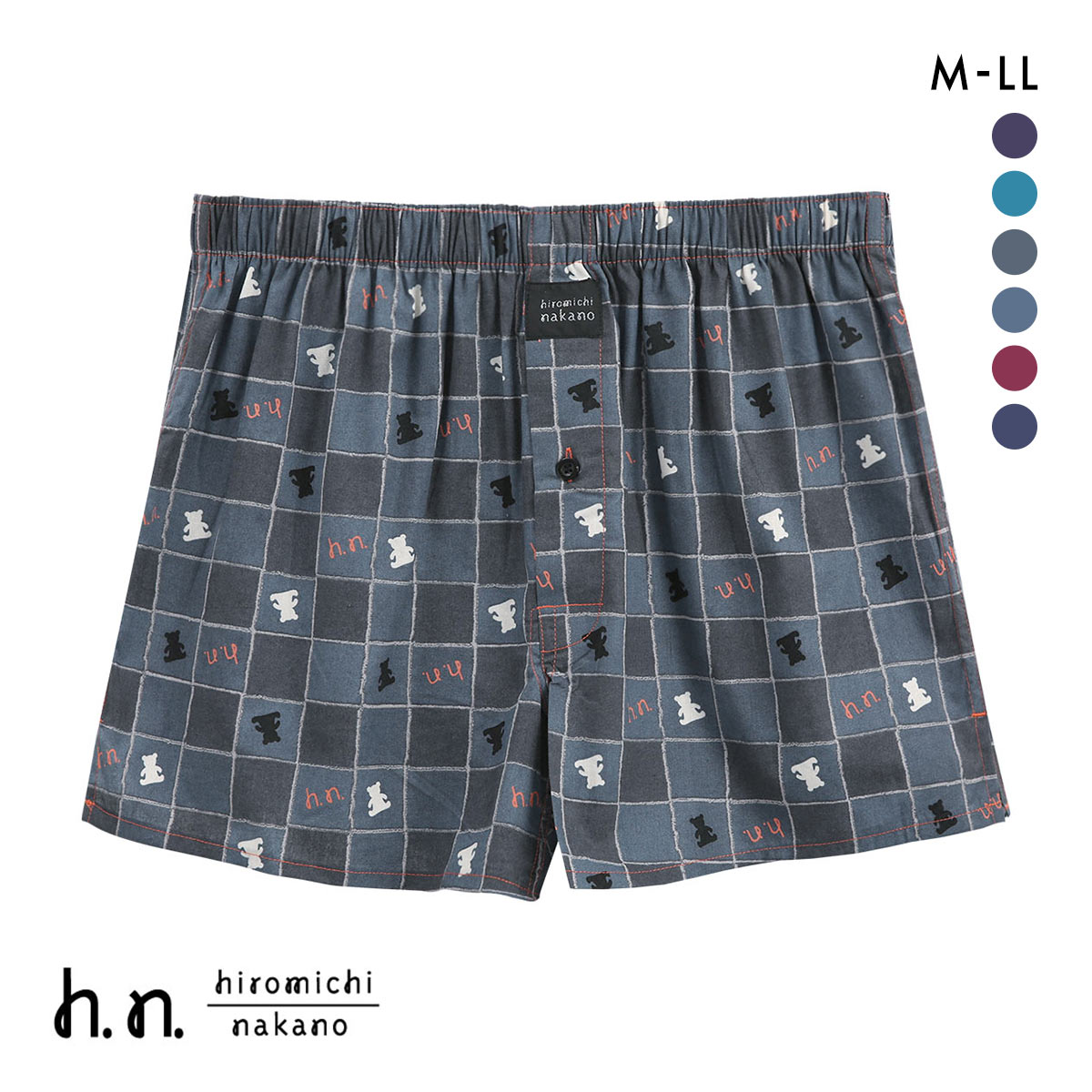 ヒロミチナカノ こだわり仕様のトランクス メンズ 綿100％ 前あき M L LL 大きいサイズ hiromichinakano(CGY-チャコールグレー-M)