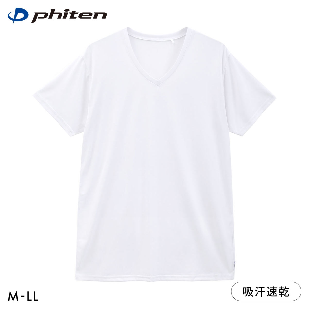 ファイテン Phiten アクアチタン採用 Vネック 半袖 Tシャツ メンズ インナー ショートスリーブ(WH-ホワイト-M)