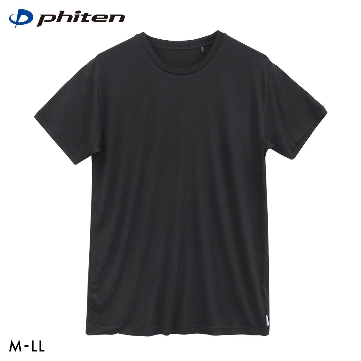 ファイテン Phiten アクアチタン採用 クルーネック 半袖 Tシャツ メンズ インナー 吸放湿 ムレ軽減 ショートスリーブ(BK-ブラック-M)