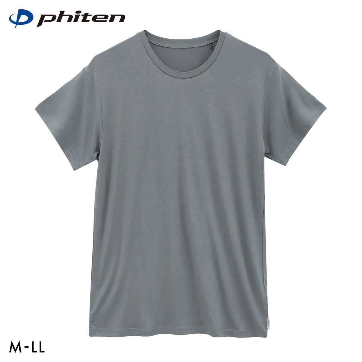 ファイテン Phiten アクアチタン採用 クルーネック 半袖 Tシャツ メンズ インナー 吸放湿 ムレ軽減 ショートスリーブ(CGY-チャコールグレー-M)