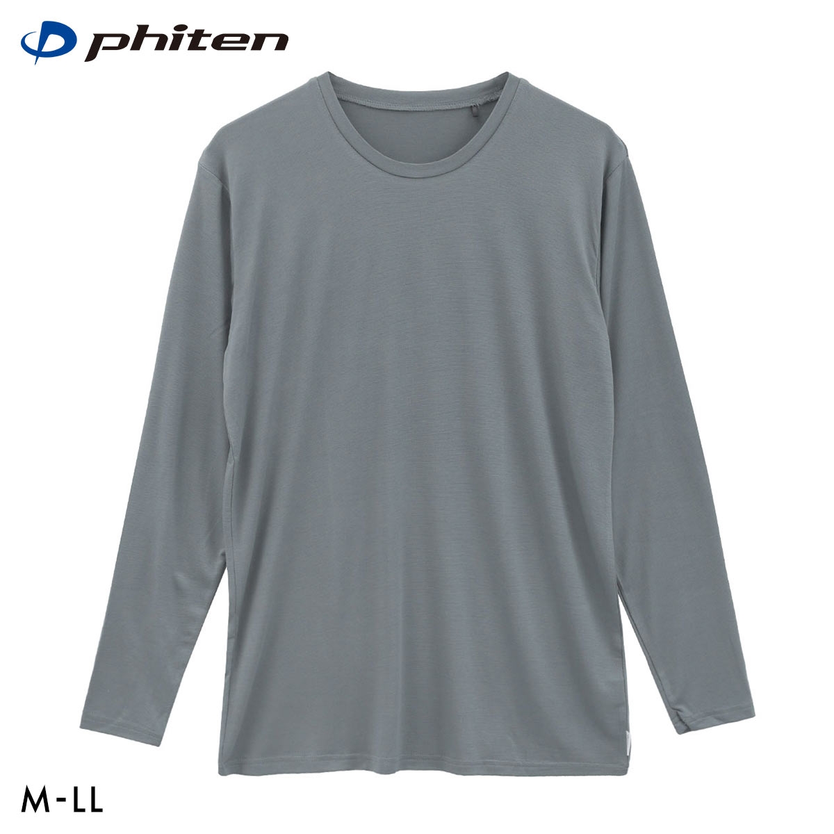 ファイテン Phiten アクアチタン採用 クルーネック 長袖シャツ メンズ インナー 吸放湿 ムレ軽減 ロングスリーブ(CGY-チャコールグレー-M)