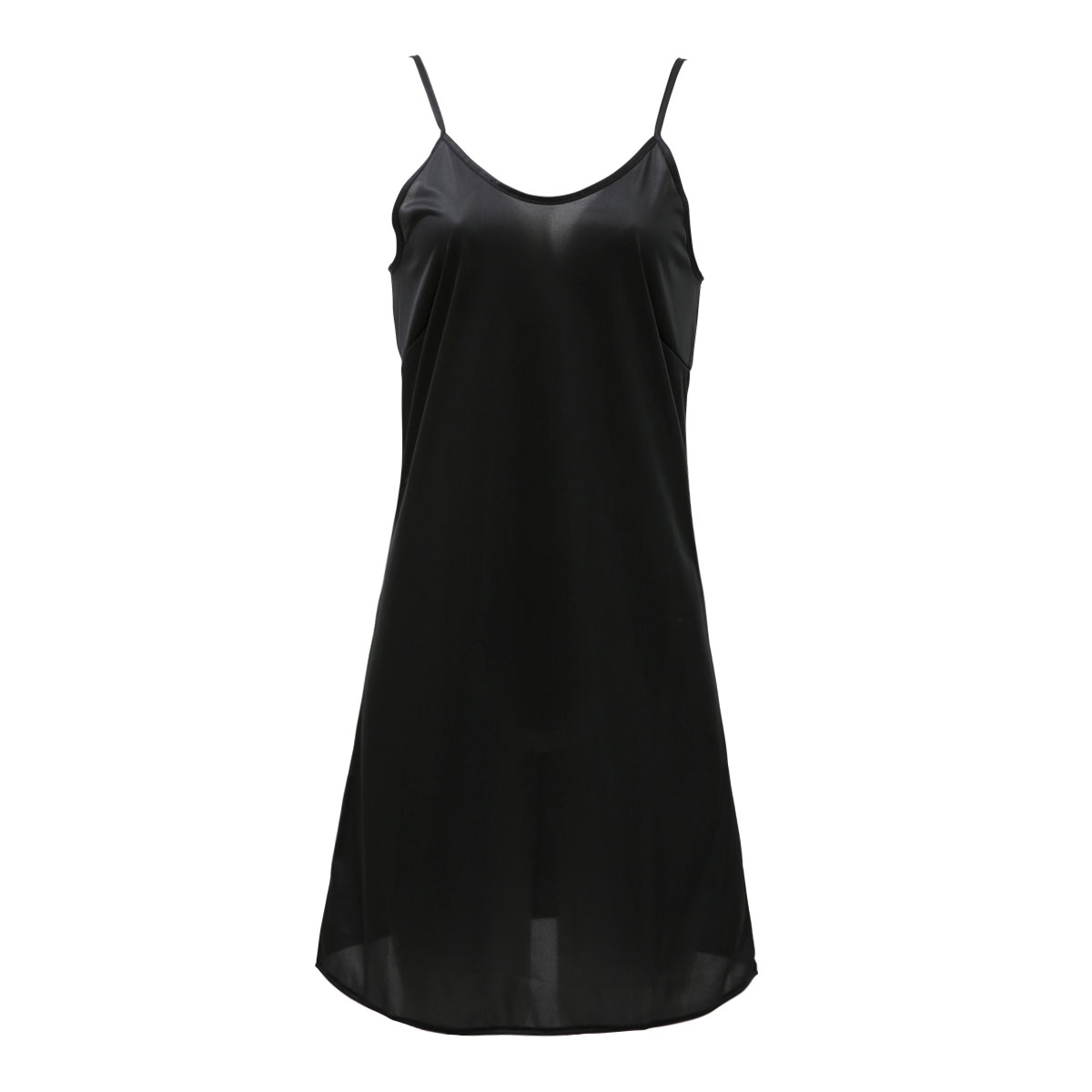 着心地なめらかシンプルランジェリー ノンレース スリップ 85cm丈 レディース 日本製 インナー(BK-ブラック-80-85)