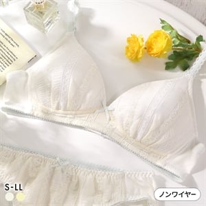 カジュアルフィーリング 縦レース ノンワイヤーブラ レディース リラクシング ワイヤレスブラ 単品 Casual Feeling