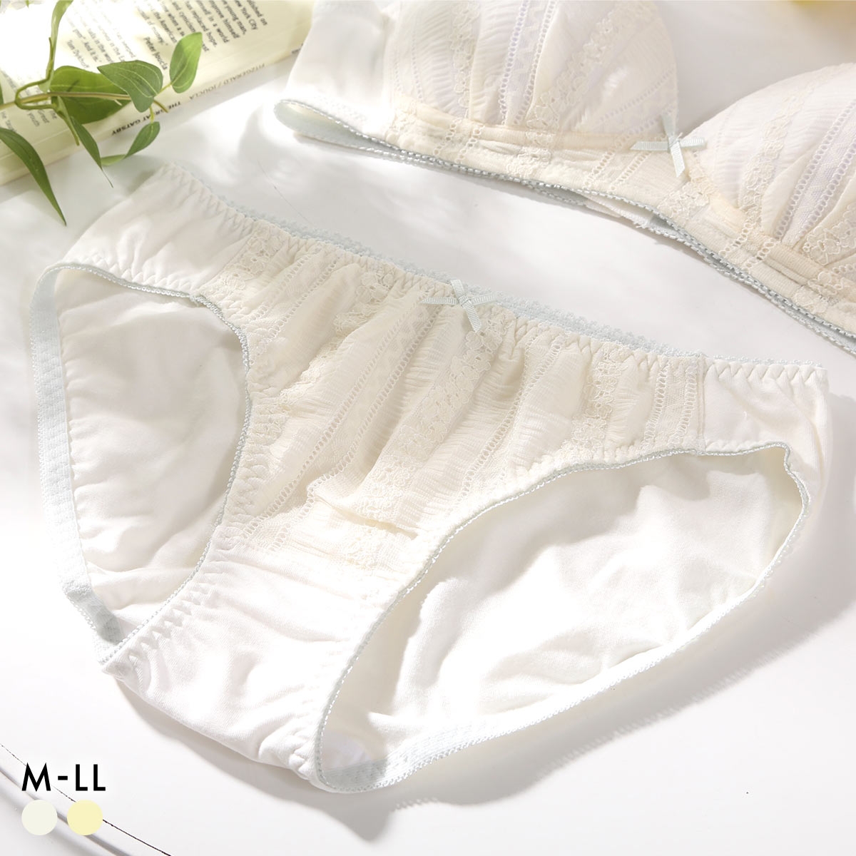 カジュアルフィーリング 縦レース リラクシング ペアショーツ レディース ノーマルショーツ 単品 Casual Feeling(OW-オフホワイト-M)