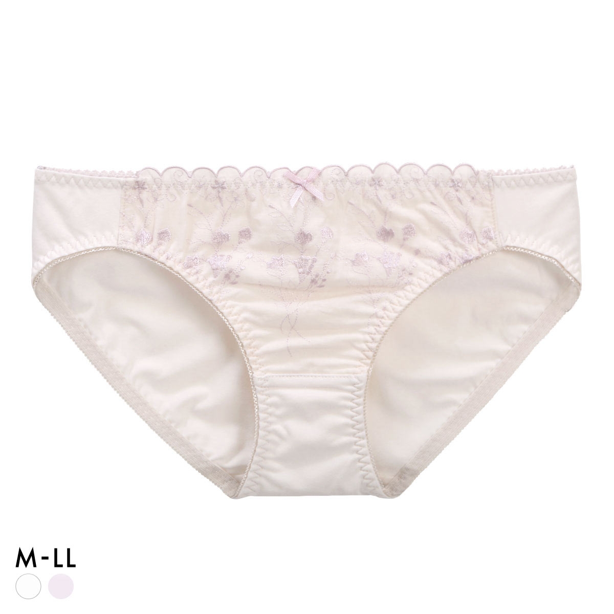 カジュアルフィーリング コットン 刺しゅうレース リラクシング ペアショーツ レディース ノーマルショーツ 単品 Casual Feeling(LV-ラベンダー-M)