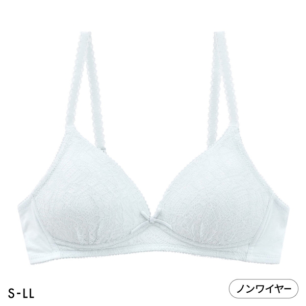 カジュアルフィーリング ニット風レース ノンワイヤーブラ レディース リラクシング ワイヤレスブラ 大きいサイズ Casual Feeling