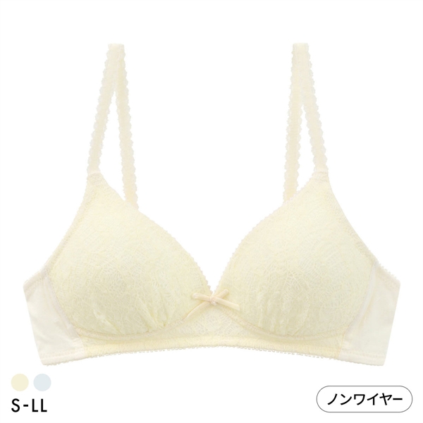 カジュアルフィーリング ニット風レース ノンワイヤーブラ レディース リラクシング ワイヤレスブラ 大きいサイズ Casual Feeling